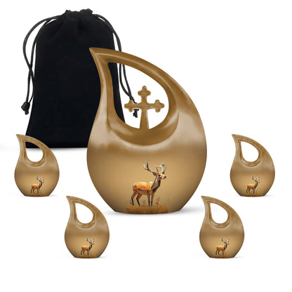 Personalized Deer Cremation Urn for Human Ashes - 10-inch, 200 cu in - Yatskia