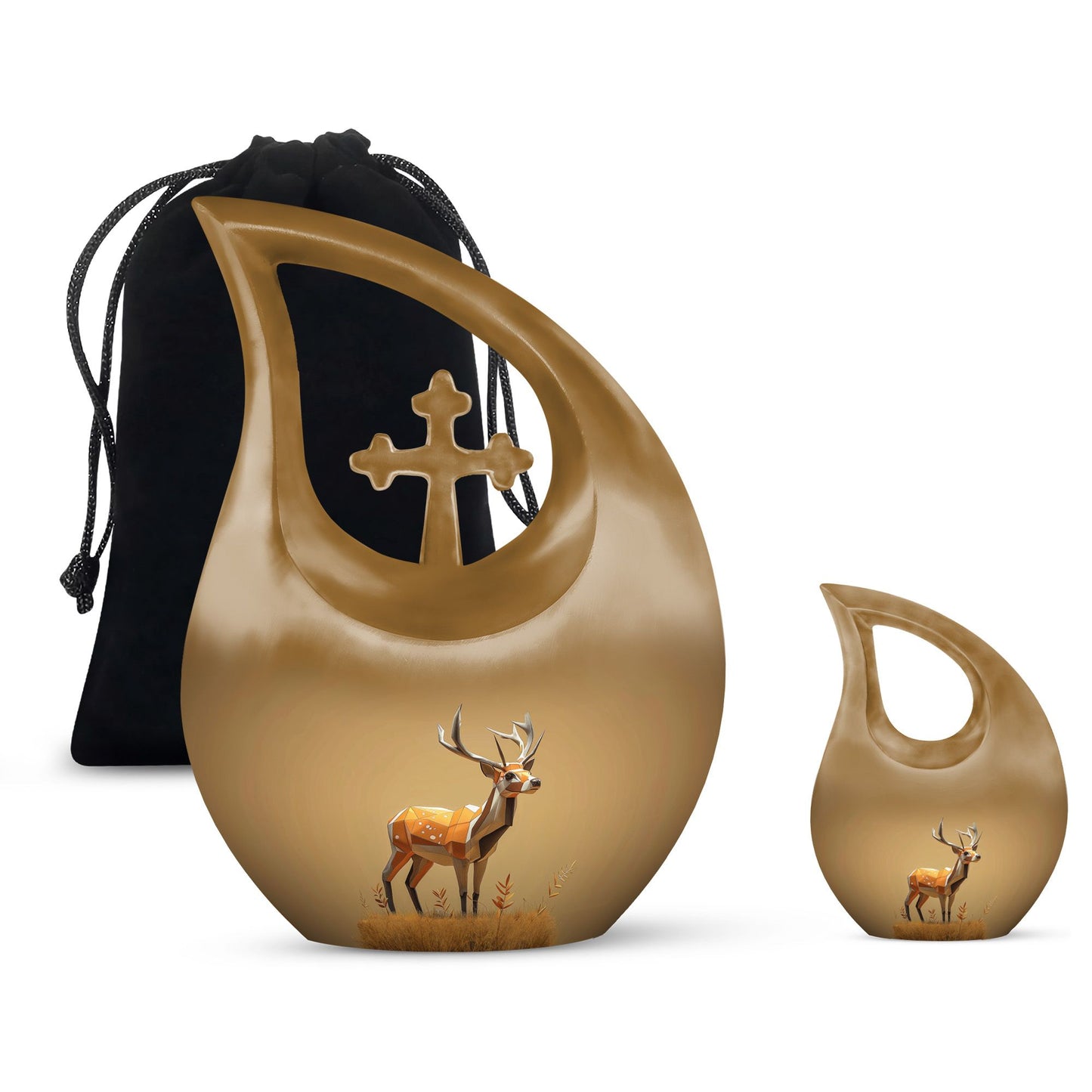 Personalized Deer Cremation Urn for Human Ashes - 10-inch, 200 cu in - Yatskia