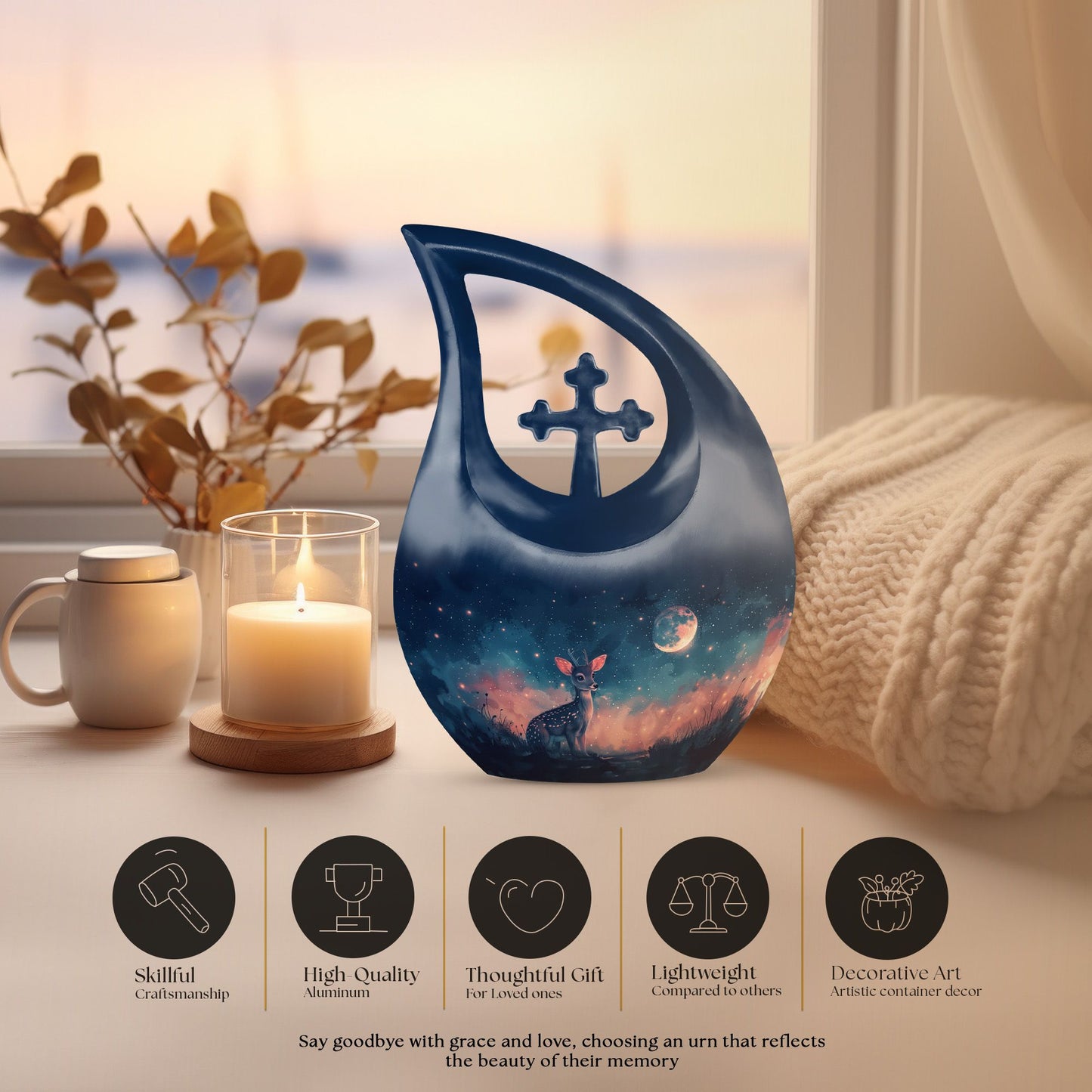 10-inch Moonlit Fawn Fantasy Urn 