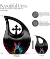 Galactic Color Burst, Cross Drop design large memorial urn, 