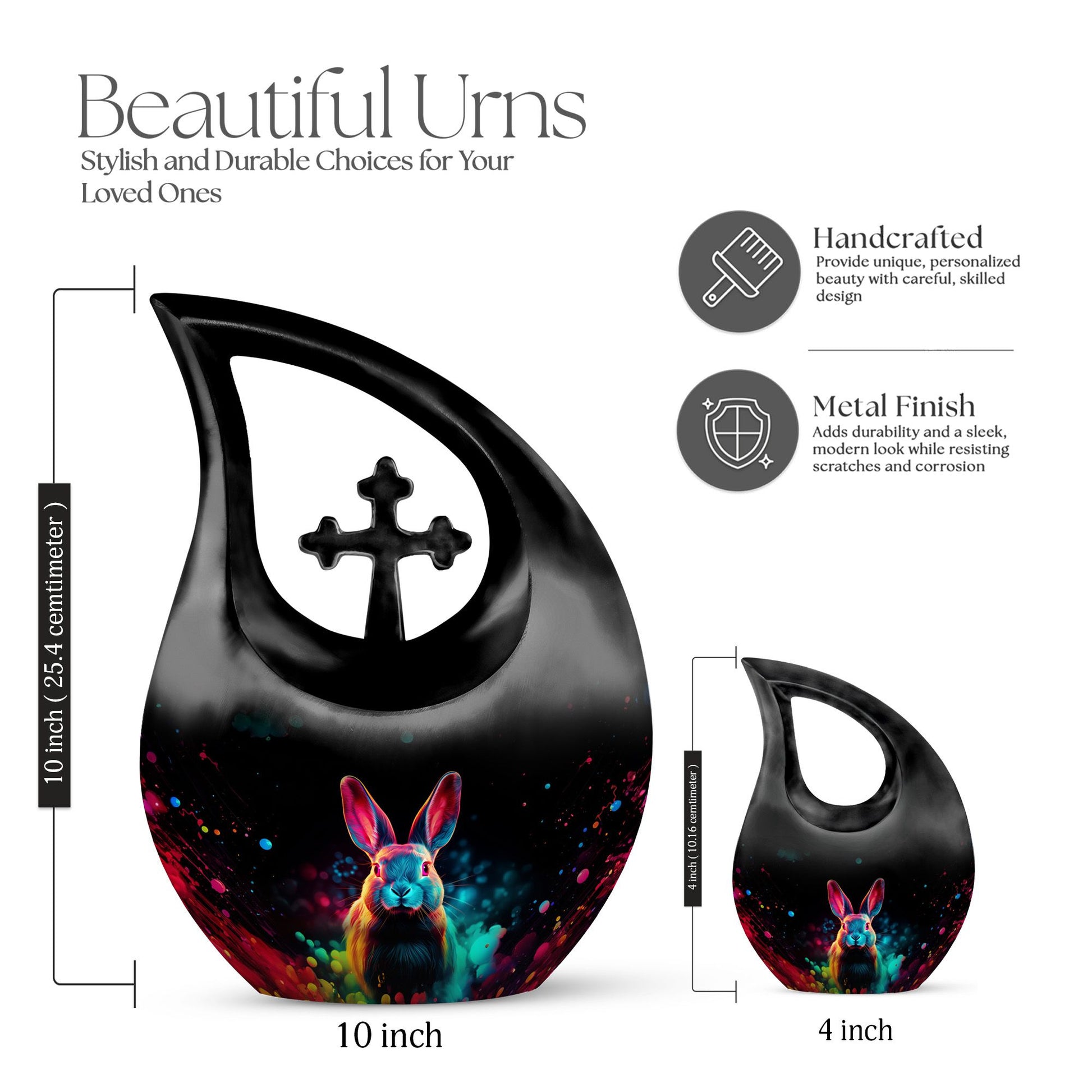 Galactic Color Burst, Cross Drop design large memorial urn, 