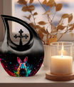 Galactic Color Burst, Cross Drop design large memorial urn, 