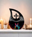 Galactic Color Burst, Cross Drop design large memorial urn, 