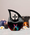 Galactic Color Burst, Cross Drop design large memorial urn, 
