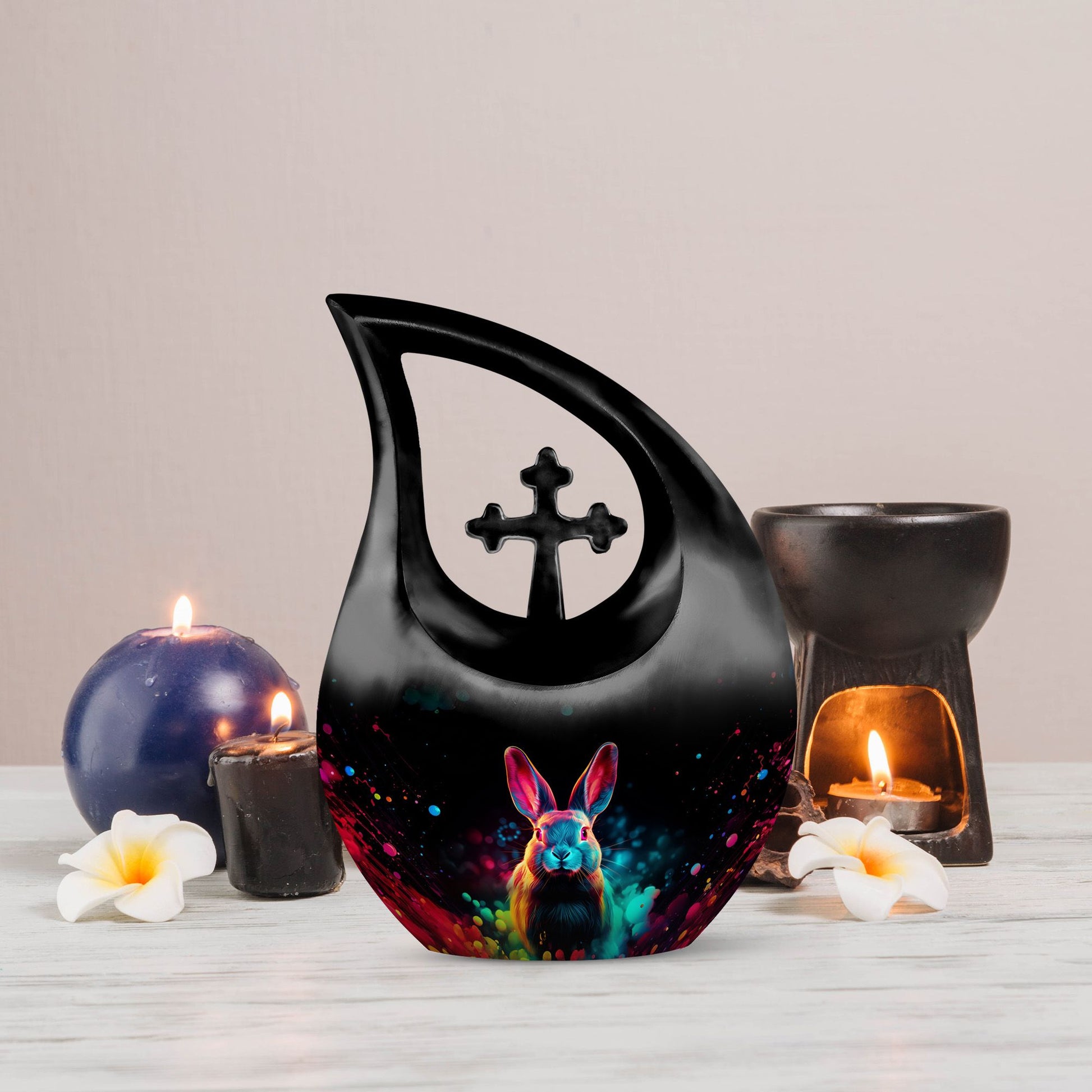 Galactic Color Burst, Cross Drop design large memorial urn, 