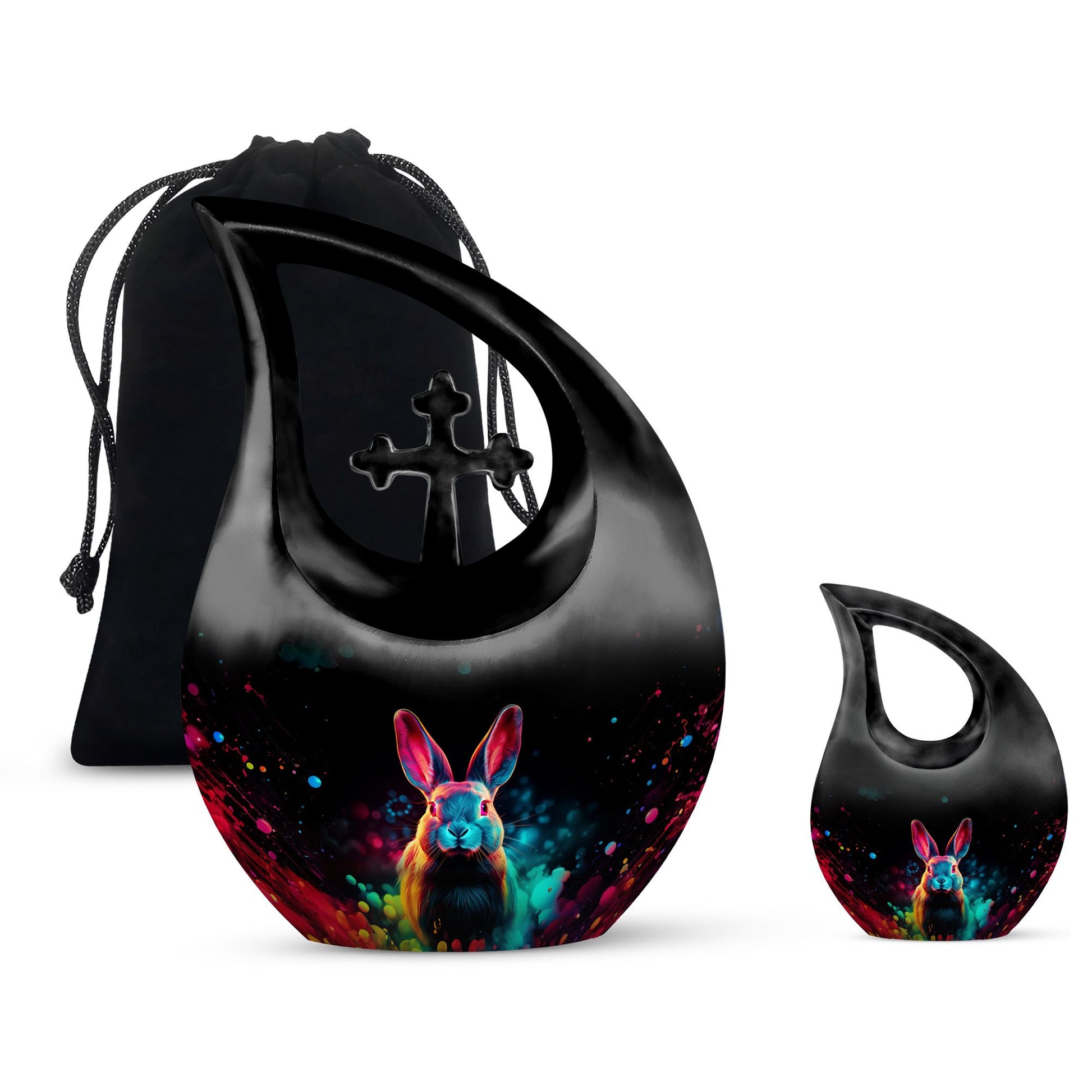 Galactic Color Burst, Cross Drop design large memorial urn, 