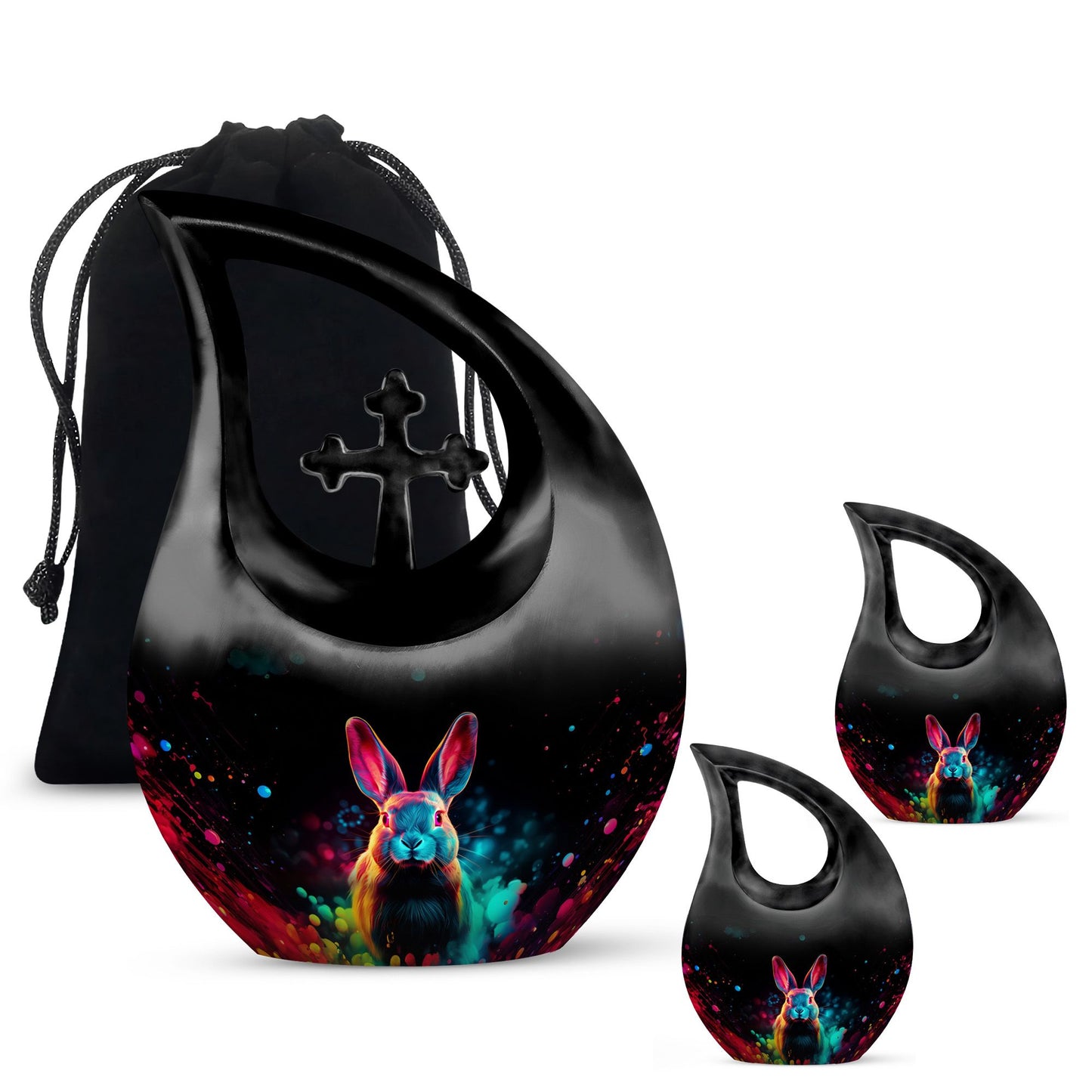 Colorful Personalized Rabbit Cremation Urn for Pet Ashes - 10-inch, 200 cu in - Yatskia