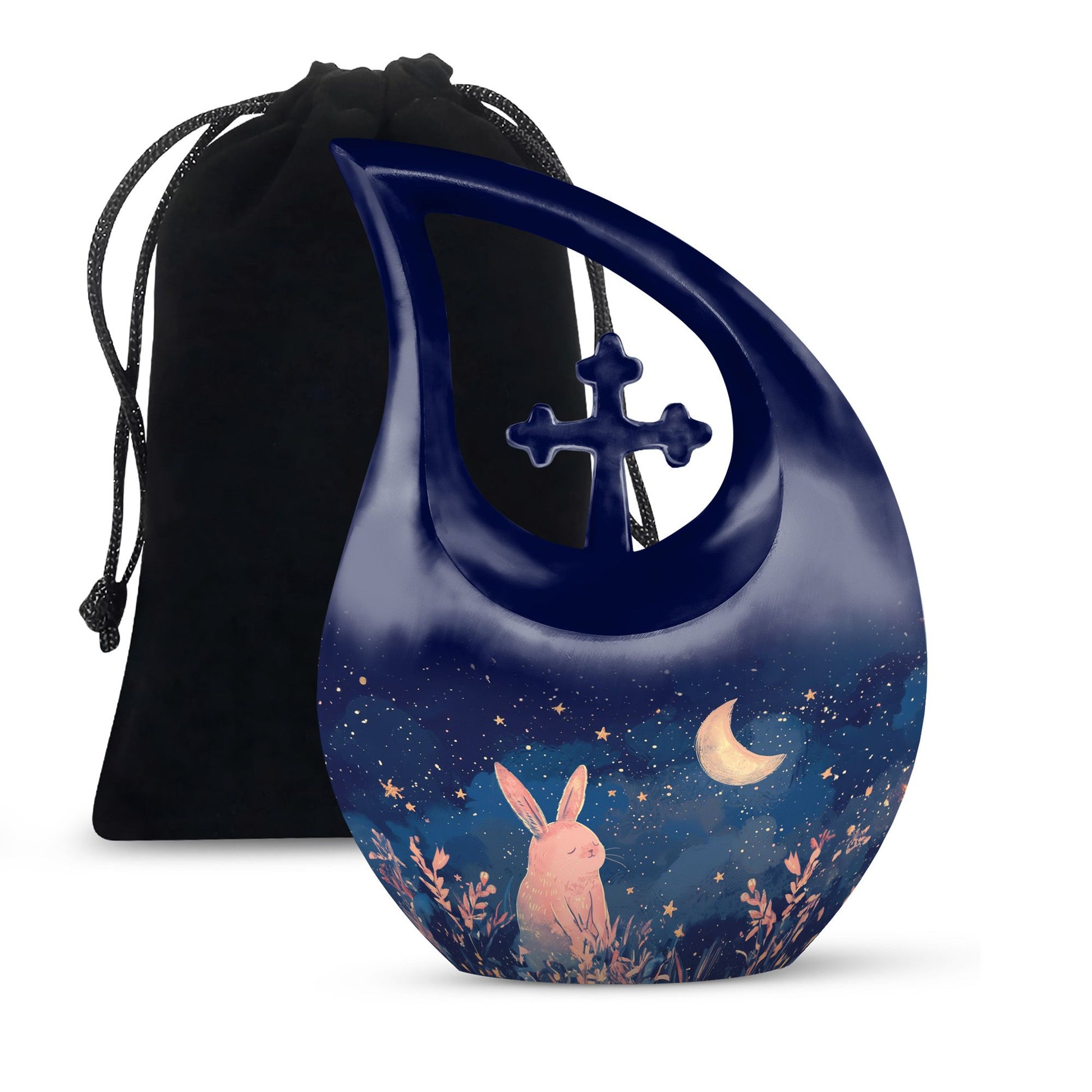 Starry Night Rabbit themed Cross Drop Large Urn