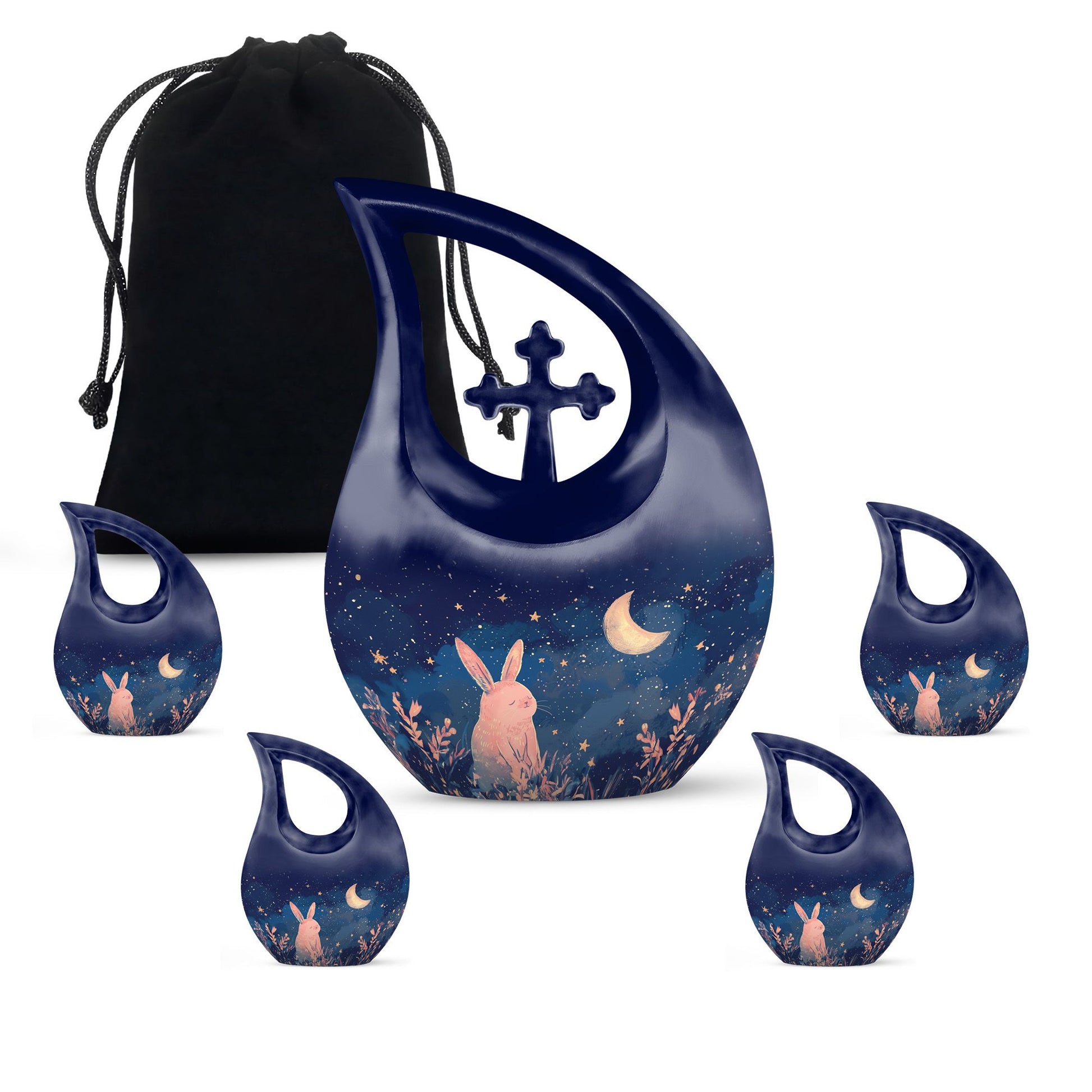 Starry Night Rabbit Cremation Urns For Human Ashes - Urns For Burial
