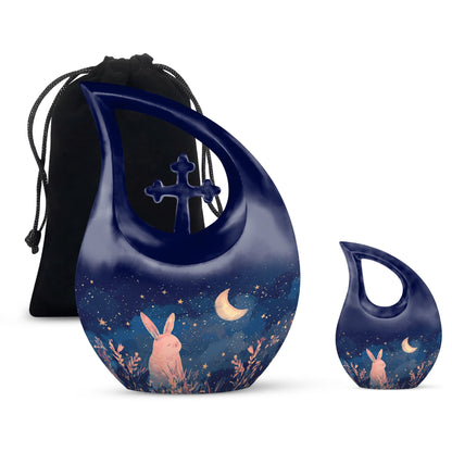Starry Night Rabbit themed Cross Drop Large Urn