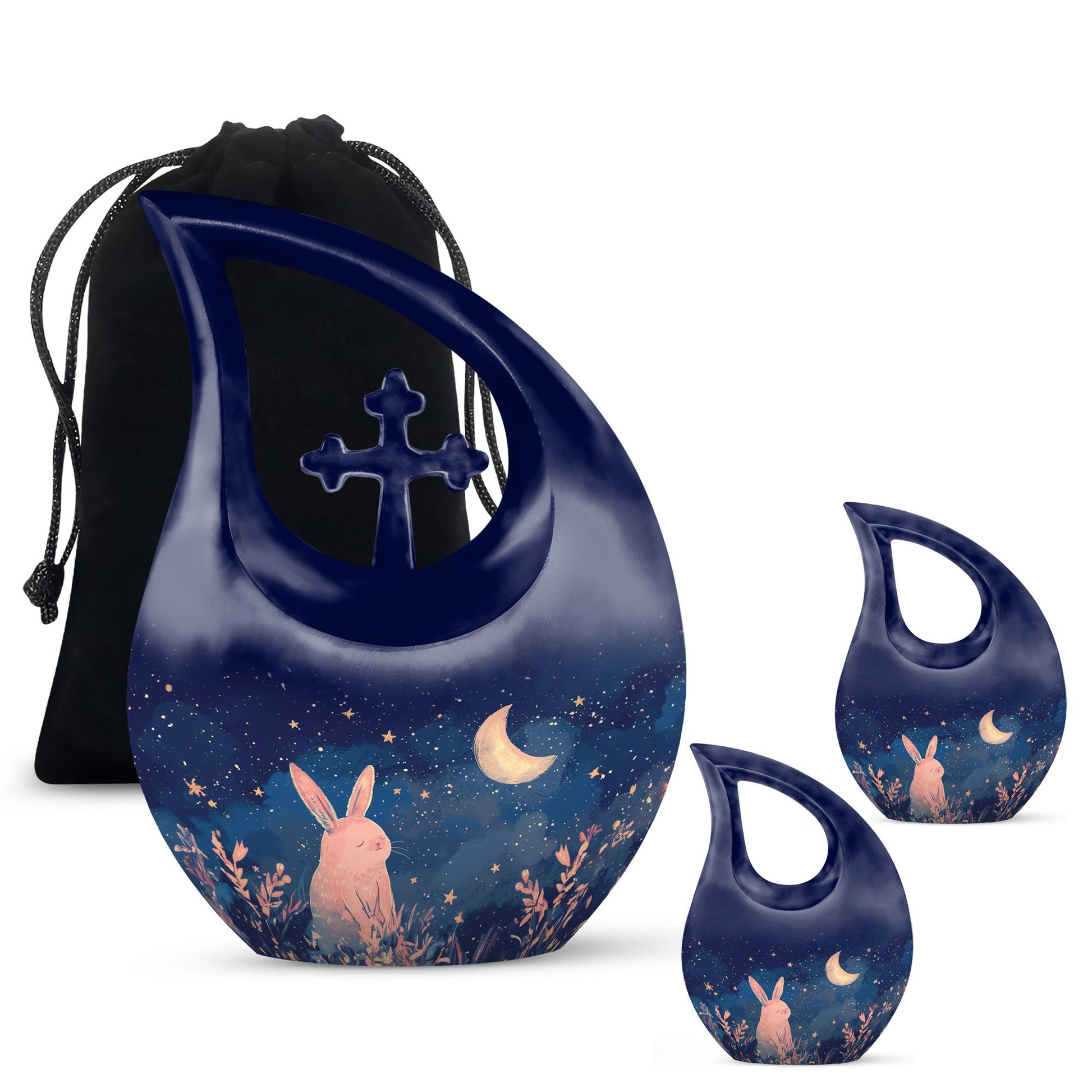 Starry Night Rabbit themed Cross Drop Large Urn