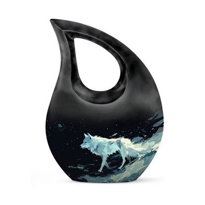 Personalized Wolf Cremation Urn for Human Ashes - 10-inch, 200 cu in - Yatskia