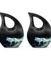 Wolf Cremation Large Urn - Urns For Human Ashes With A Wolf Drawing