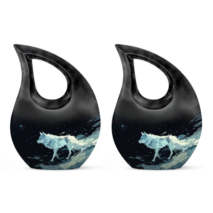 Personalized Wolf Cremation Urn for Human Ashes - 10-inch, 200 cu in - Yatskia