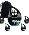 Wolf Cremation Large Urn - Urns For Human Ashes With A Wolf Drawing