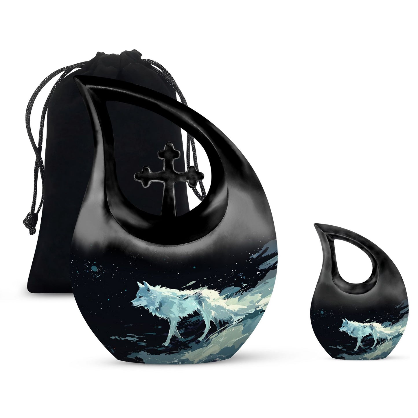 Personalized Wolf Cremation Urn for Human Ashes - 10-inch, 200 cu in - Yatskia