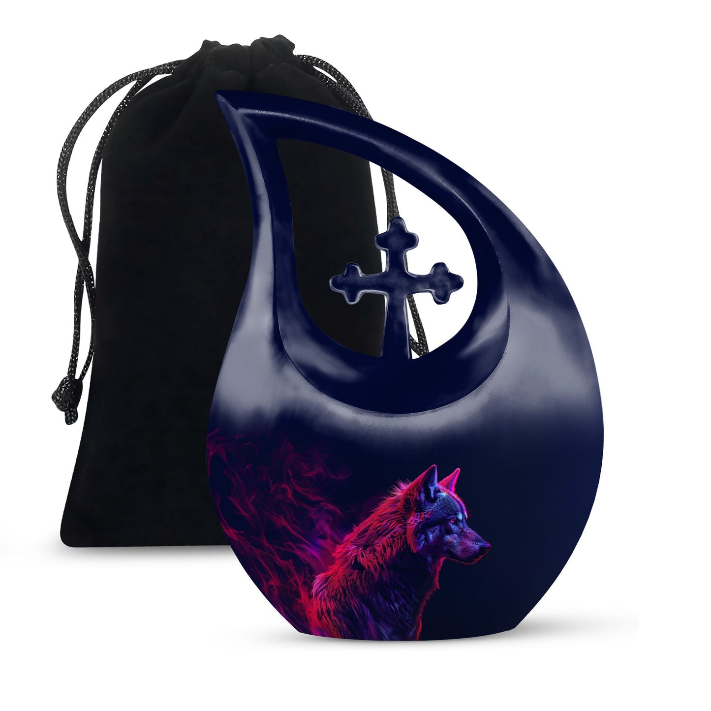 Personalized Wolf Cremation Urn for Human Ashes - 10-inch, 200 cu in - Yatskia