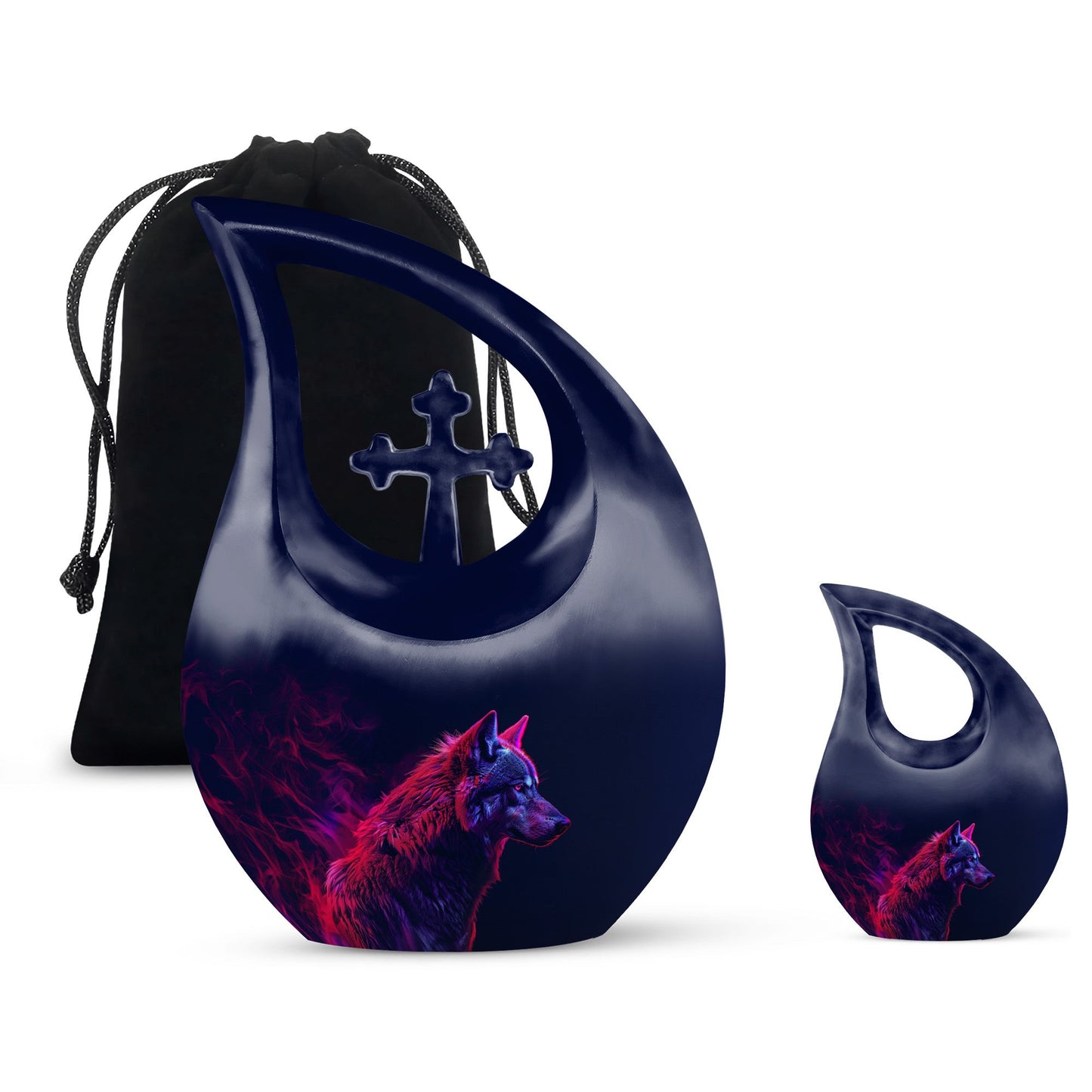 Personalized Wolf Cremation Urn for Human Ashes - 10-inch, 200 cu in - Yatskia
