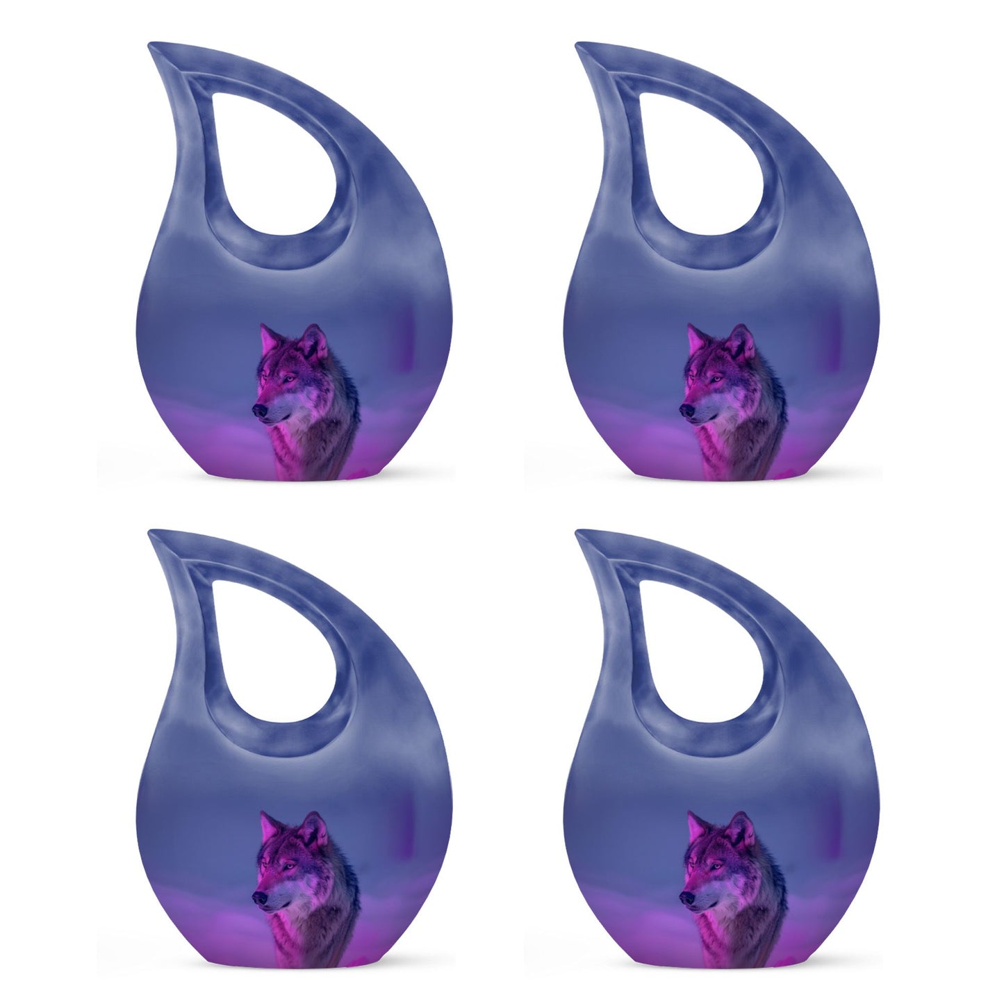 Purple Personalized Wolf Cremation Urn for Human Ashes - 10-inch, 200 cu in - Yatskia