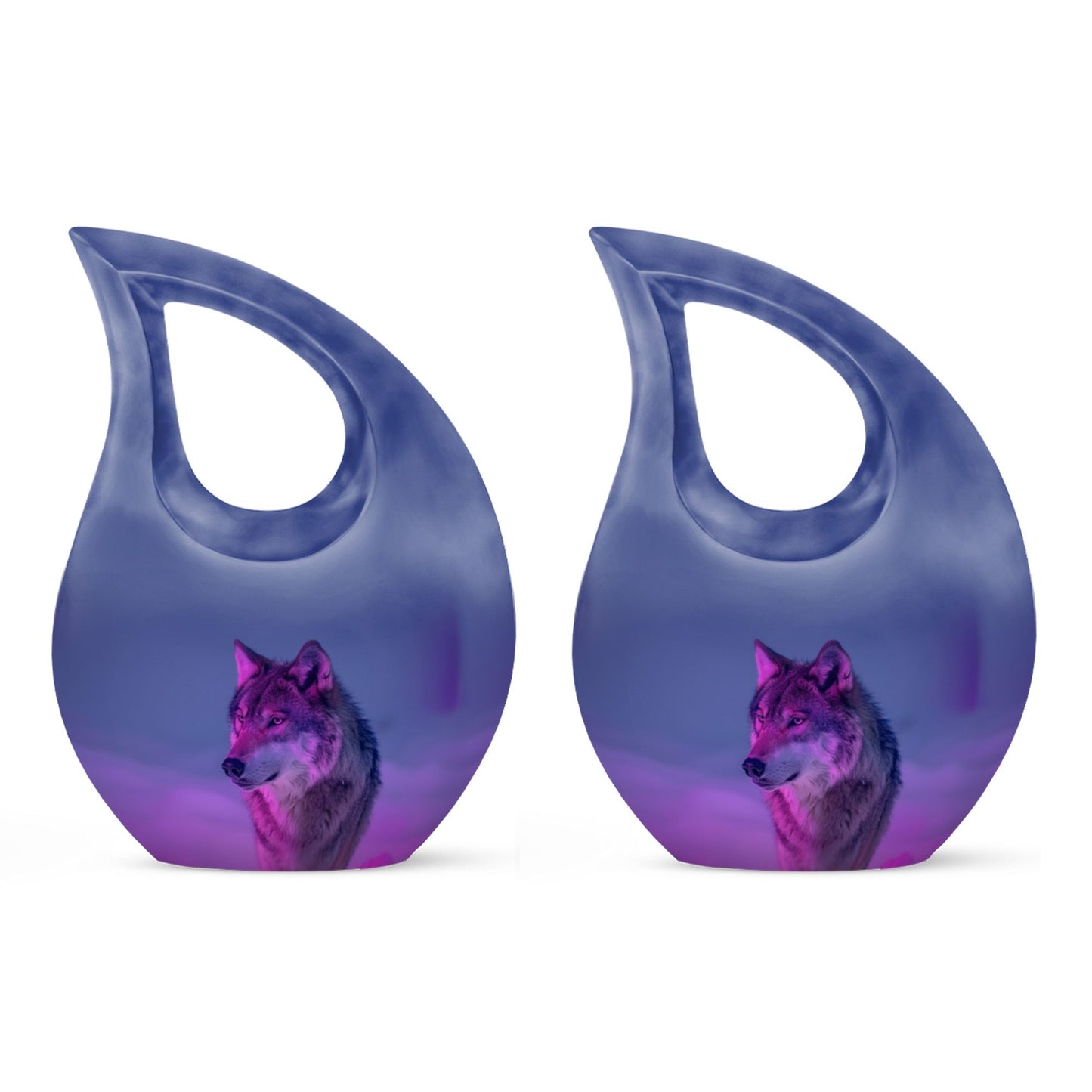Purple Personalized Wolf Cremation Urn for Human Ashes - 10-inch, 200 cu in - Yatskia