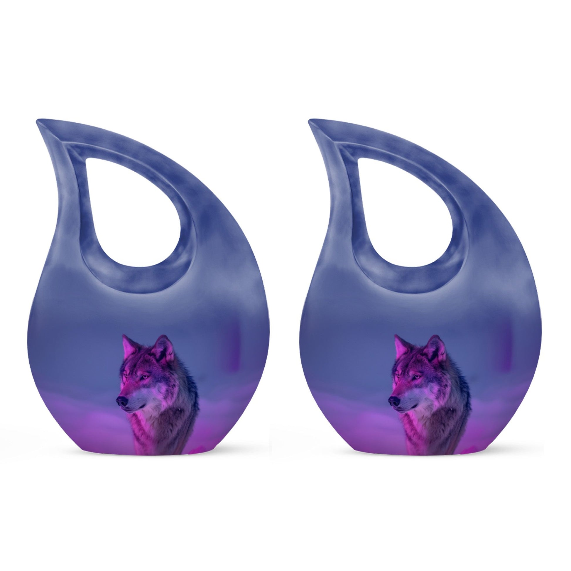Wolf Cremation Urn for Ashes - Purple Wolf Design Memorial Urn