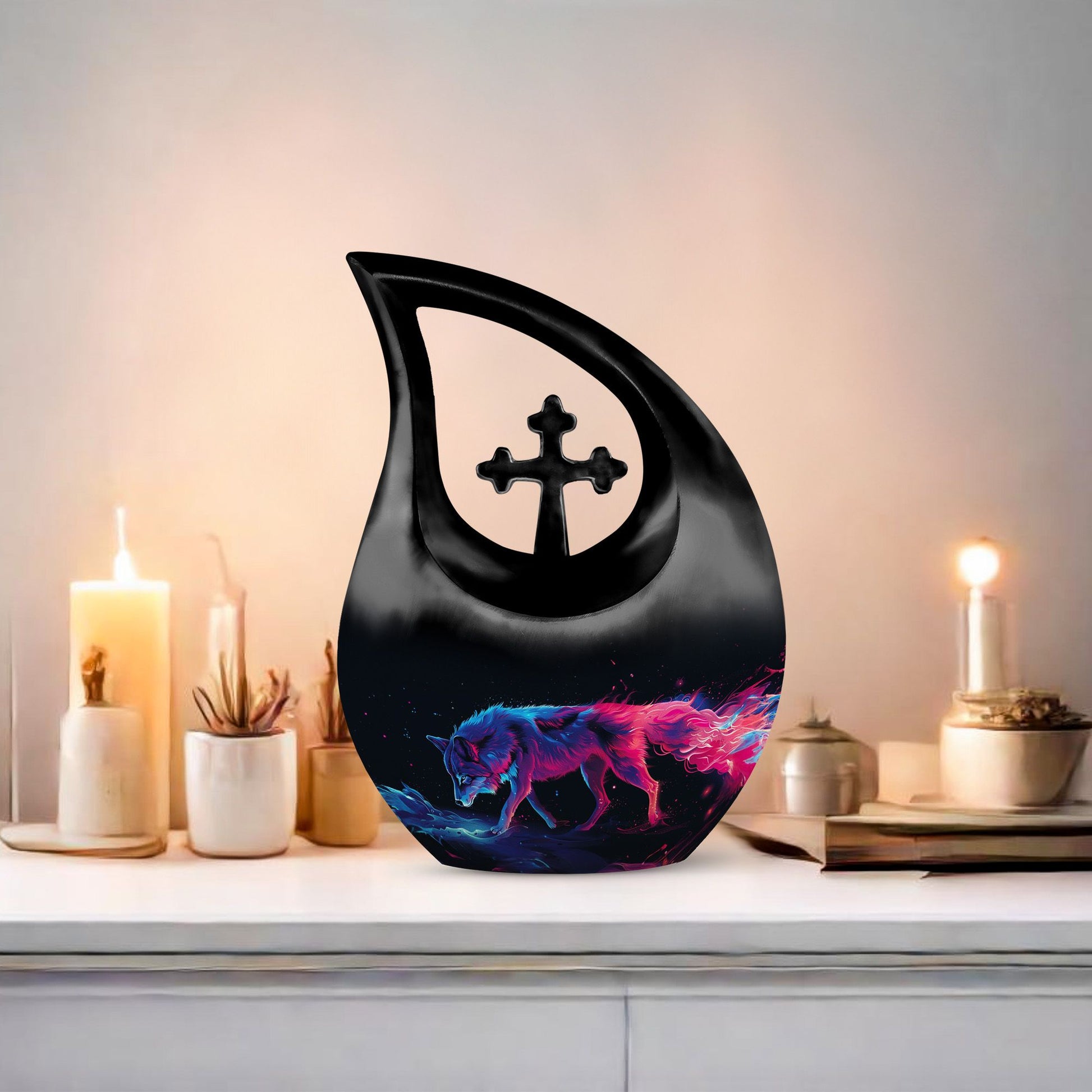 10-inch Spectral Wolf Mirage Urn 