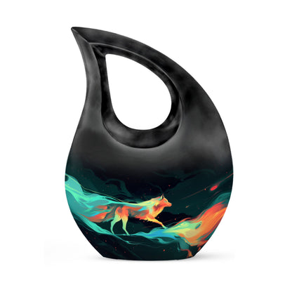 Colorful Personalized Wolf Cremation Urn for Mom - 10-inch, 200 cu in - Yatskia