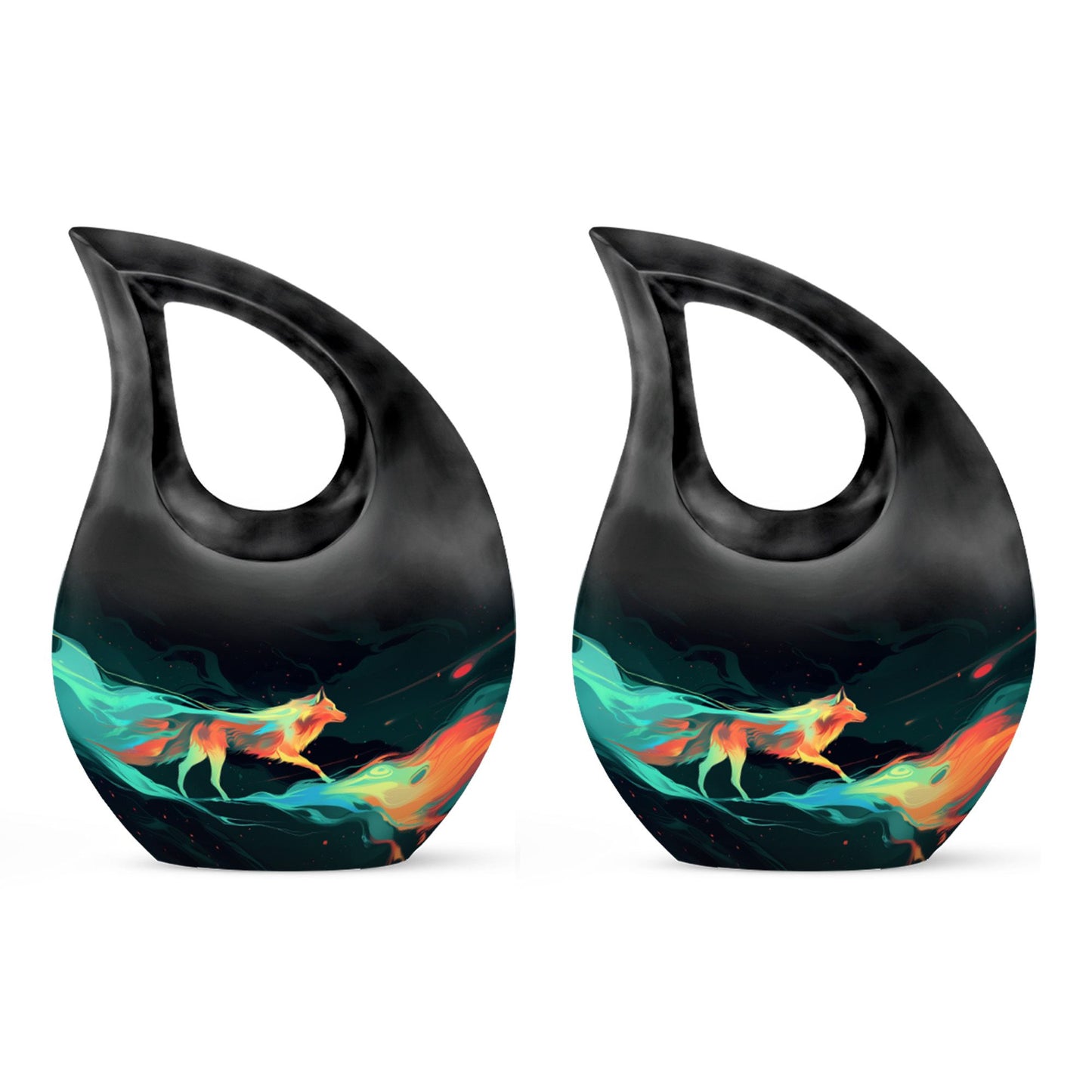 Colorful Personalized Wolf Cremation Urn for Mom - 10-inch, 200 cu in - Yatskia