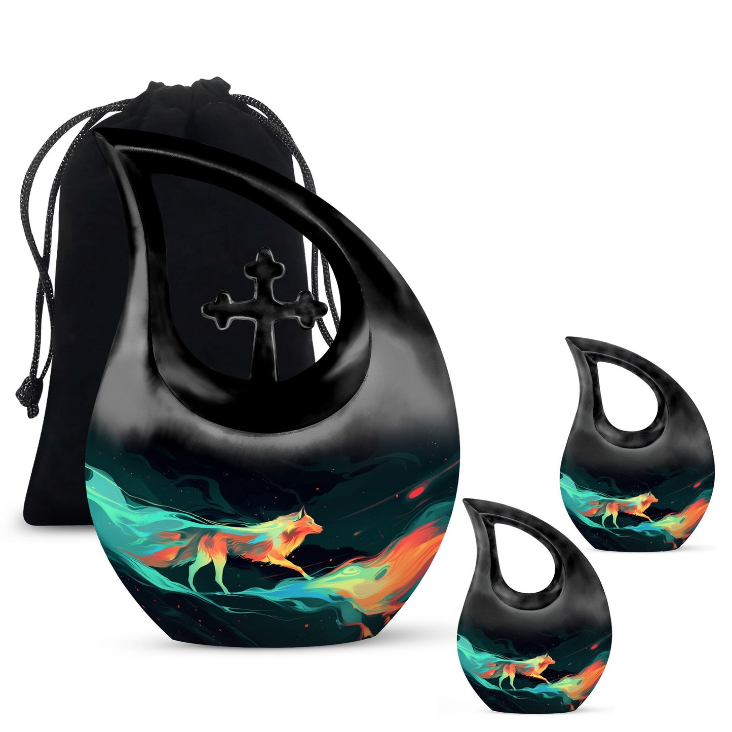 Colorful Personalized Wolf Cremation Urn for Mom - 10-inch, 200 cu in - Yatskia
