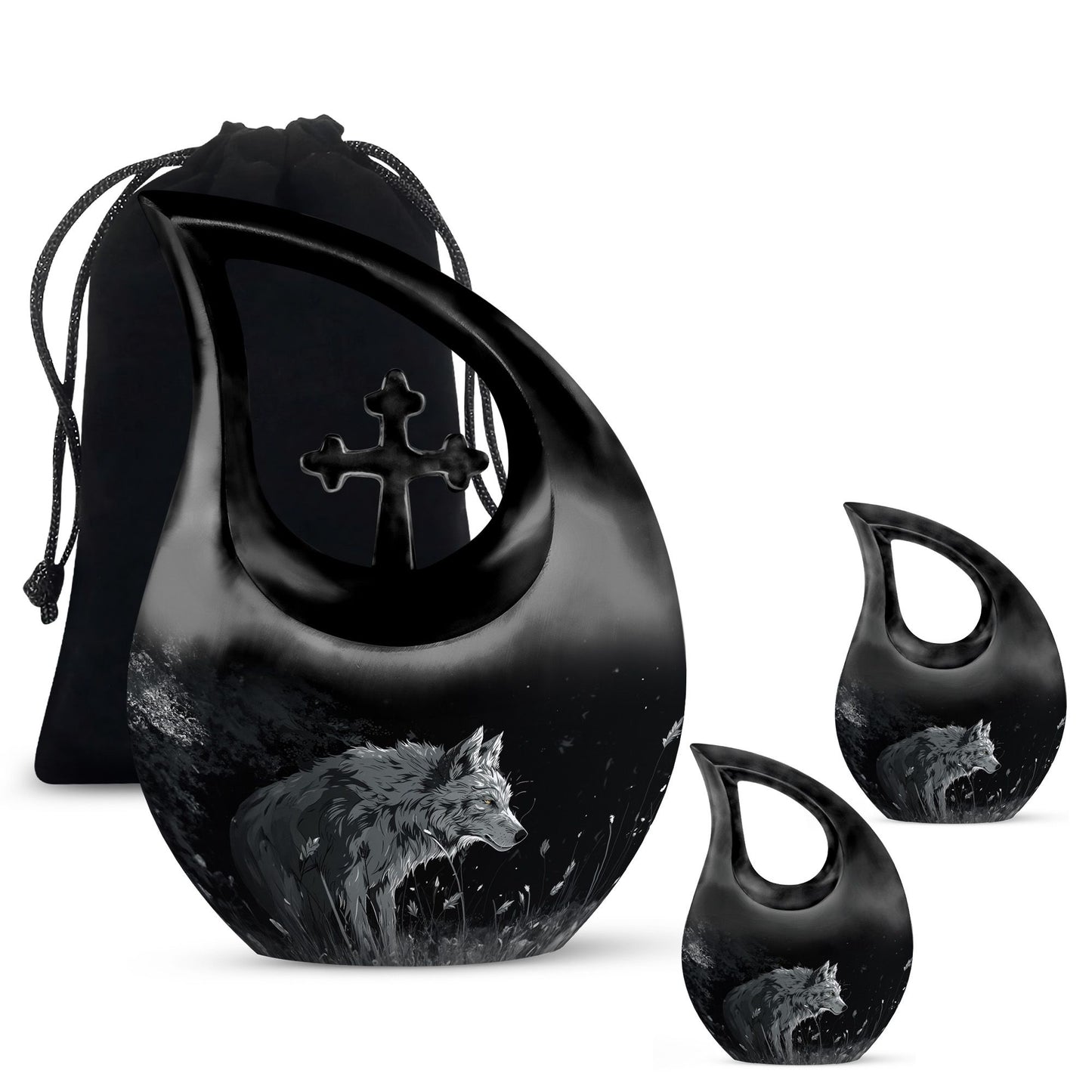 Personalized Wolf Cremation Urn for Men & Women - 10-inch, 200 cu in - Yatskia