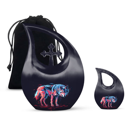 Personalized Wolf Cremation Urn for Mom - 10-inch, 200 cu in - Yatskia