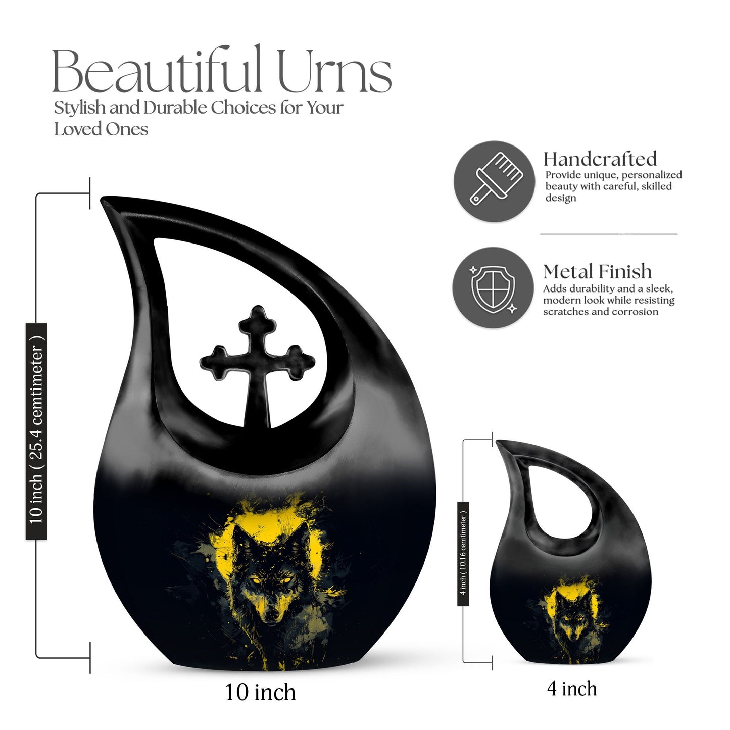 10 inch Electric Noir Lupine Cross Drop Urn 