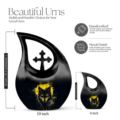 10 inch Electric Noir Lupine Cross Drop Urn 