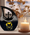 10 inch Electric Noir Lupine Cross Drop Urn 