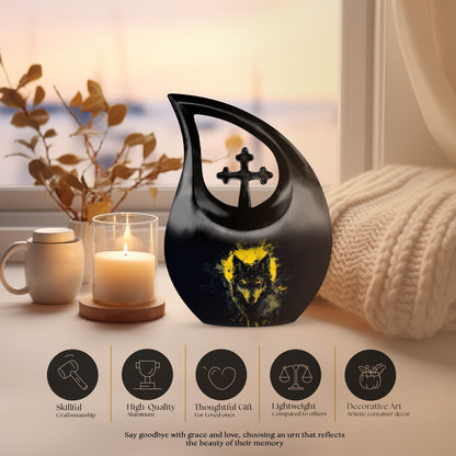 10 inch Electric Noir Lupine Cross Drop Urn 