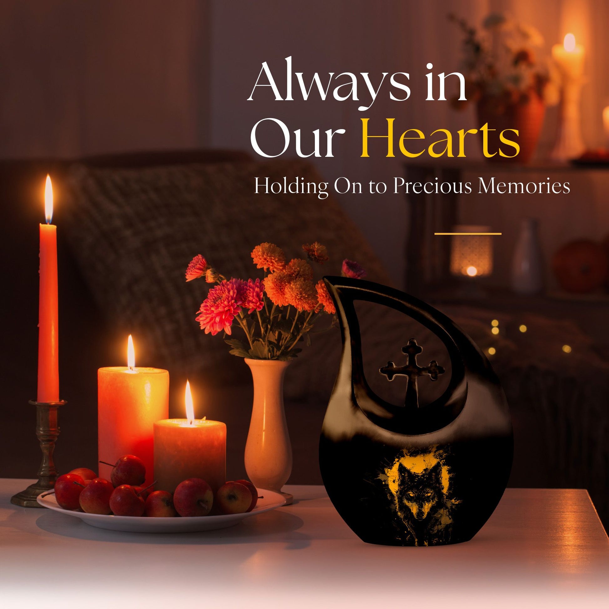 10 inch Electric Noir Lupine Cross Drop Urn 