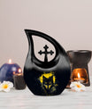 10 inch Electric Noir Lupine Cross Drop Urn 