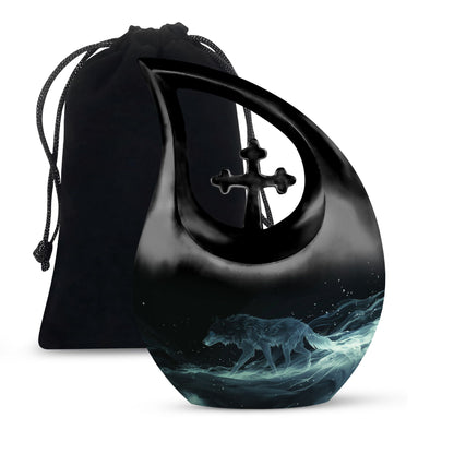 10-inch Celestial Wraith Wolf Urn 