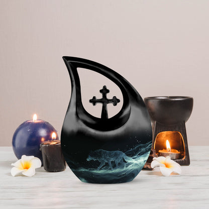10-inch Celestial Wraith Wolf Urn 
