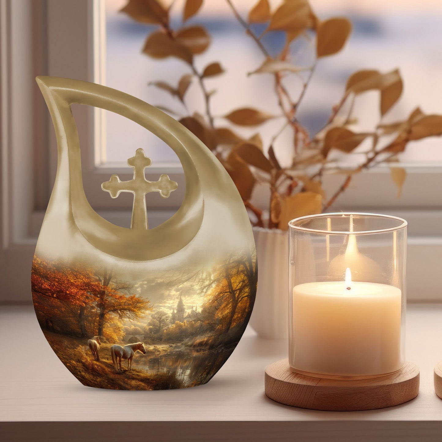 Autumnal Equine Serenity Urn