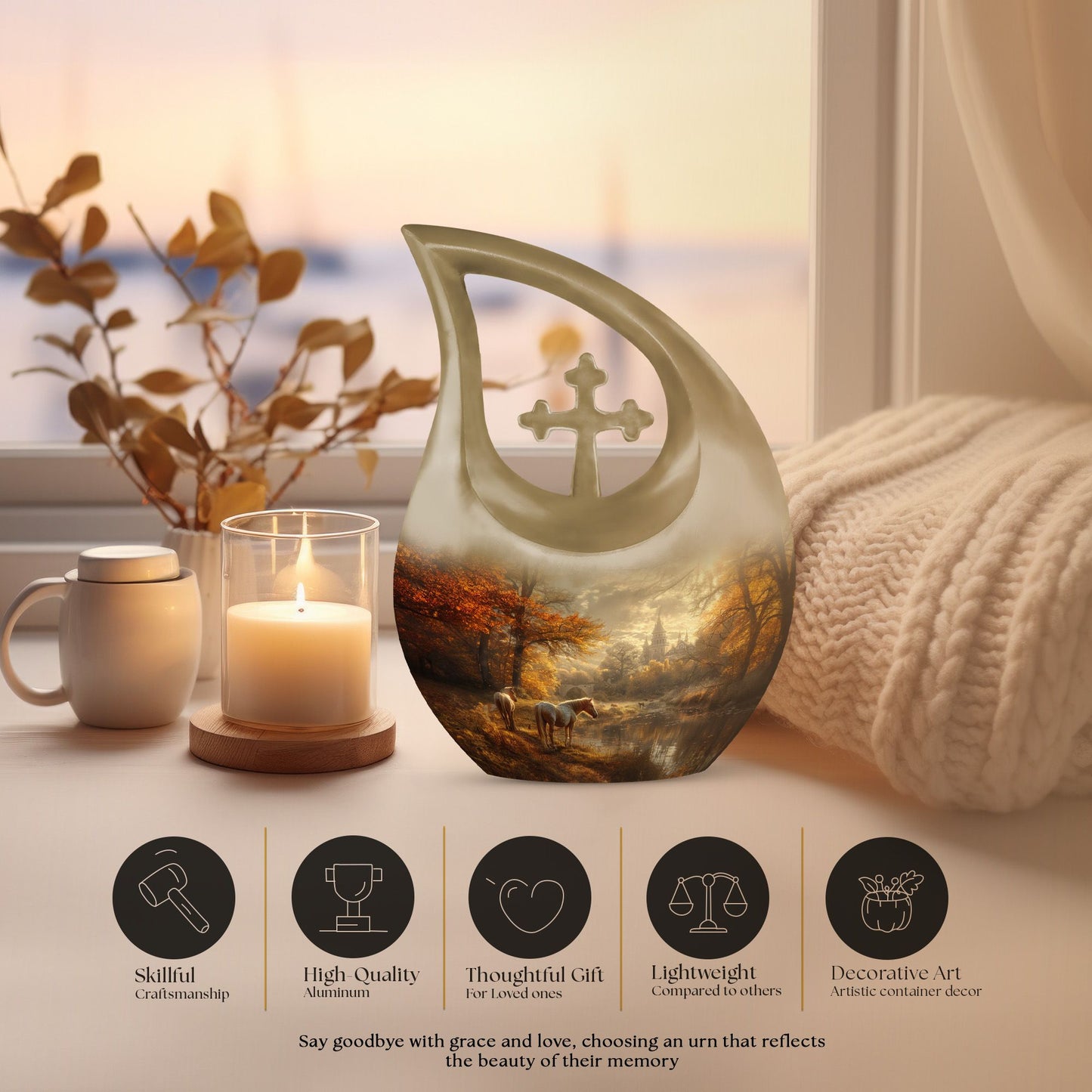 Autumnal Equine Serenity Urn