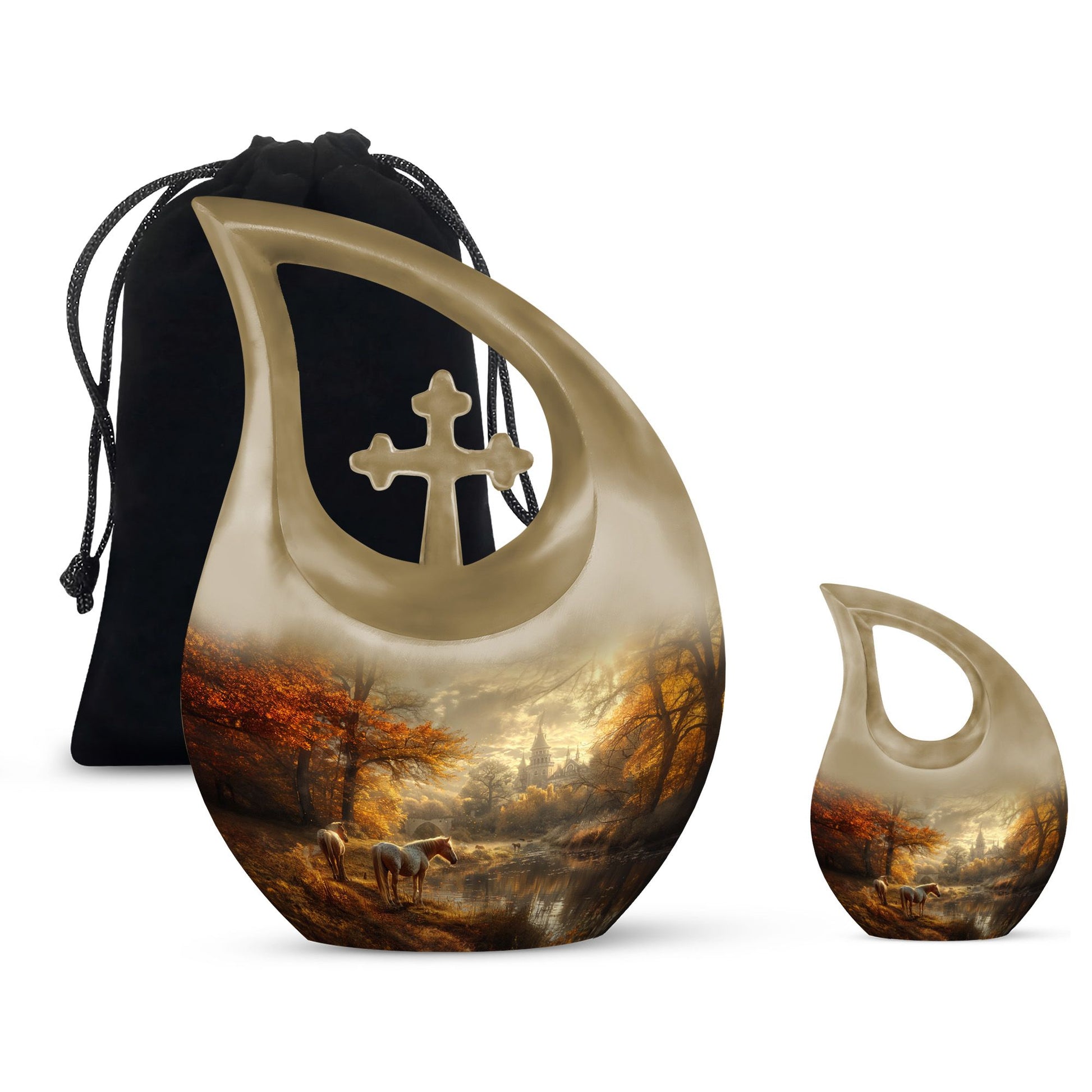 Horse Meadow Cremation Urn for Human Ashes - Memorial Urn for Mom and Dad