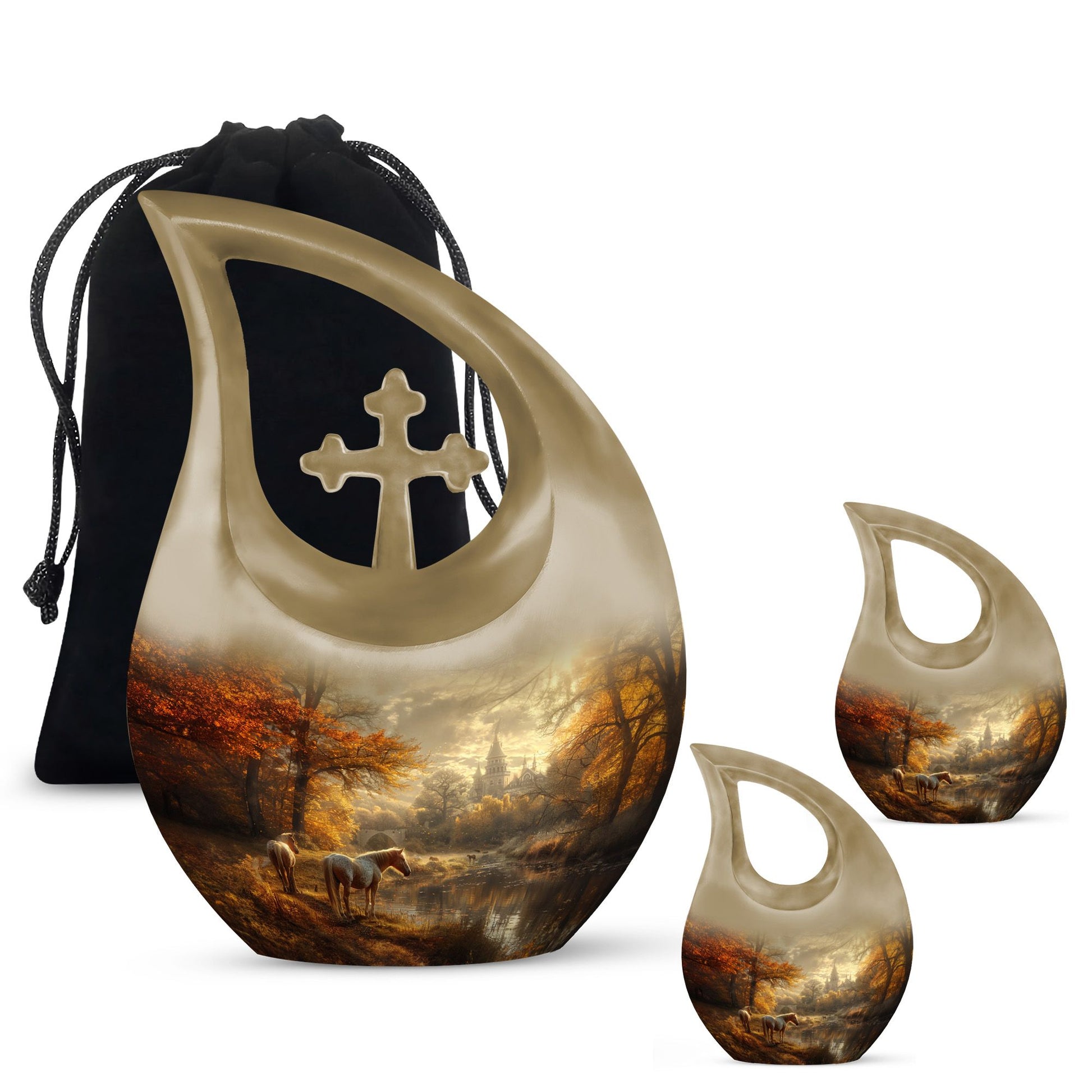 Horse Meadow Cremation Urn for Human Ashes - Memorial Urn for Mom and Dad