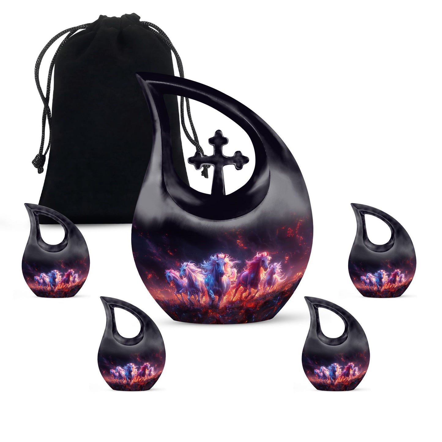Medium Sized Inferno Equine Spirits Cross Drop Urn