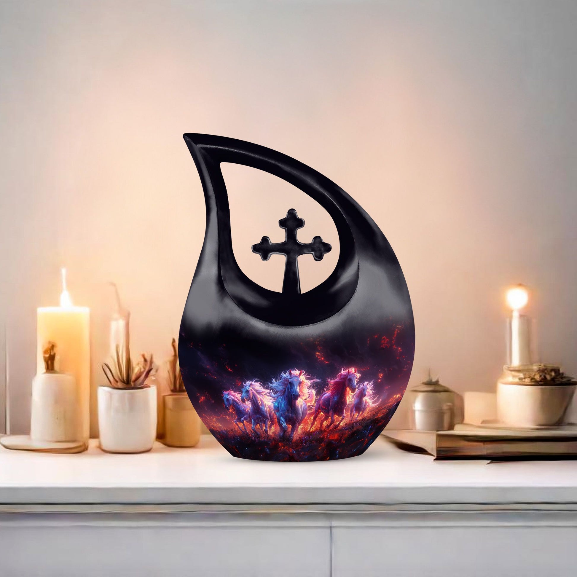 Medium Sized Inferno Equine Spirits Cross Drop Urn