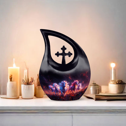Medium Sized Inferno Equine Spirits Cross Drop Urn