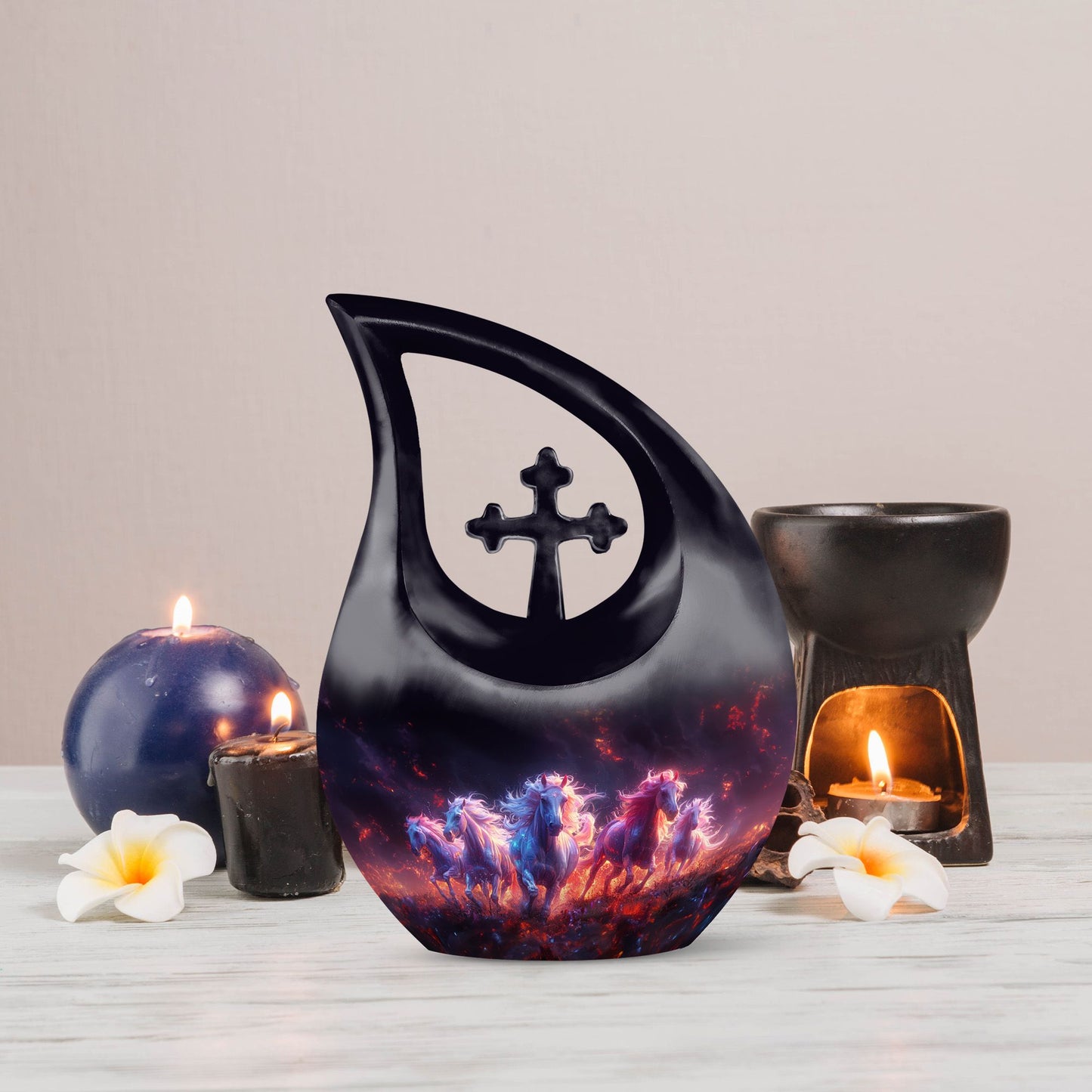 Medium Sized Inferno Equine Spirits Cross Drop Urn