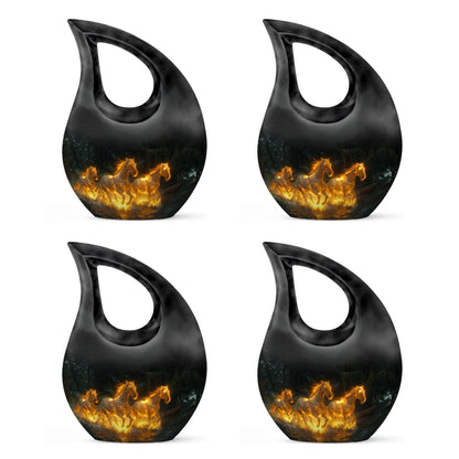 Horse Urn for Human Ashes, Glowing Fiery Horses Running Through Water, Cremation Urn