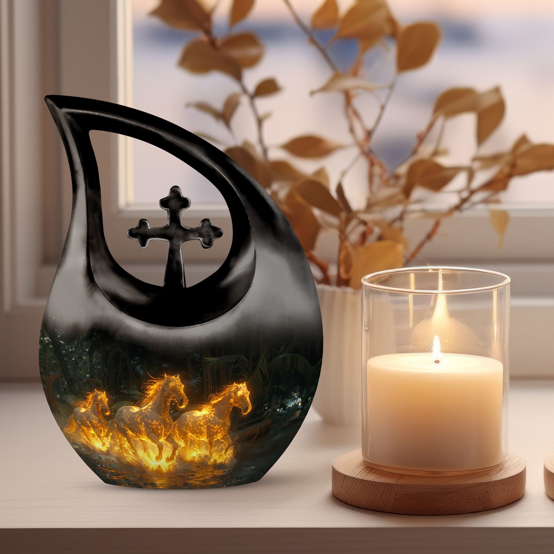 Fiery River Steeds Urn 