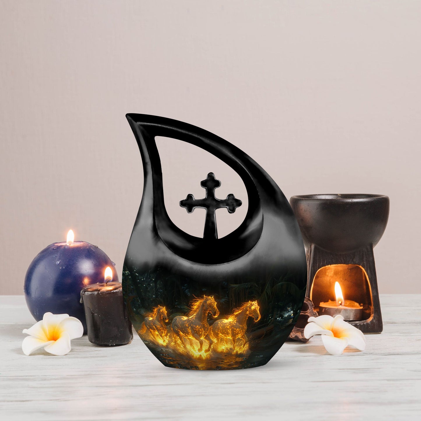 Fiery River Steeds Urn 